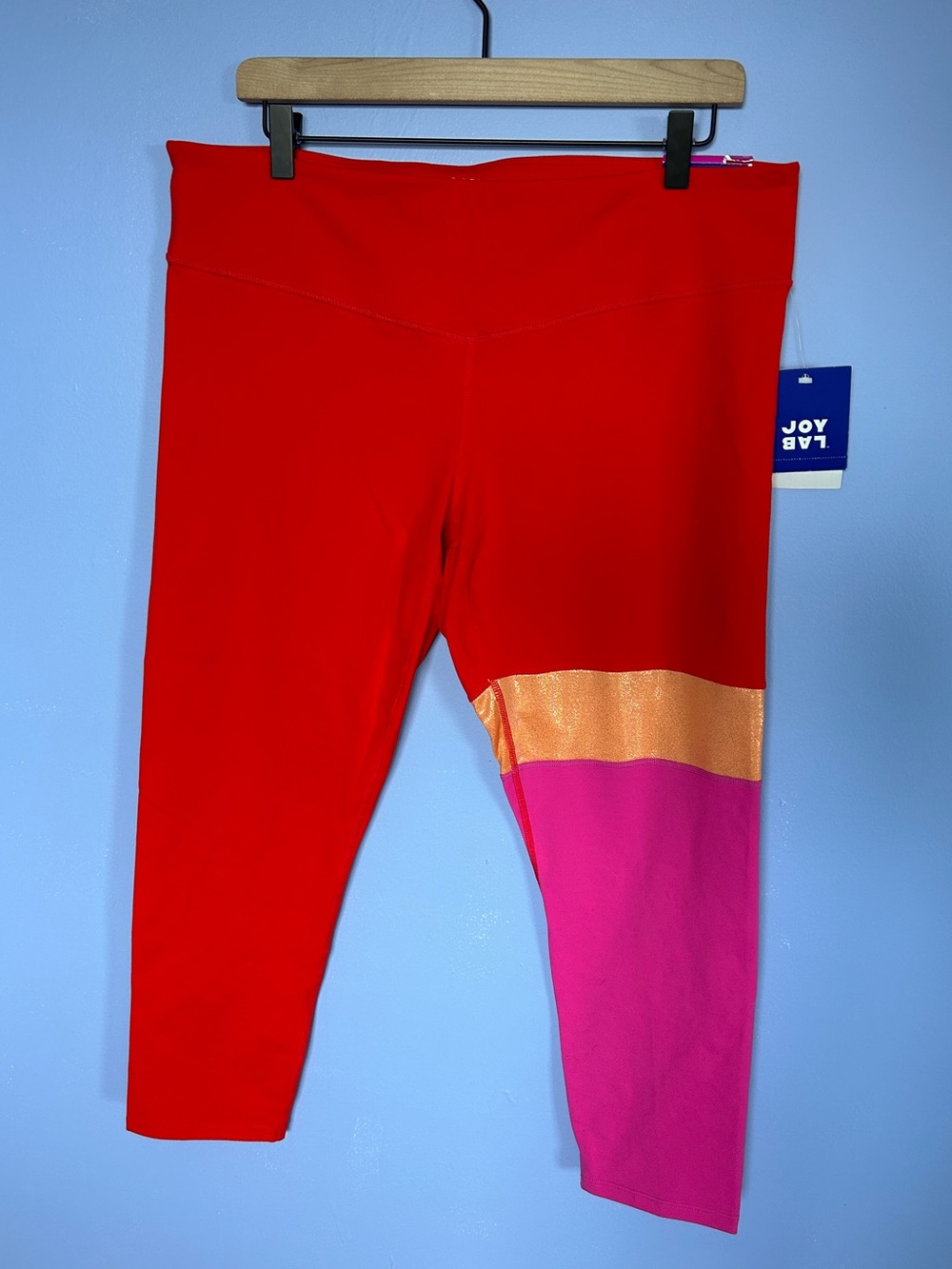 JoyLab Colorblock Red, Pink & Gold Athletic Leggings